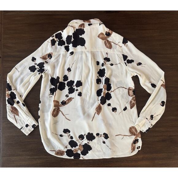 Ganni Blouse Shirt Ryder Crepe Floral Print Relaxed Fall Colors S - Picture 5 of 15